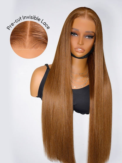 250% Density Widows Peak M Hairline Silky Straight Pre  Cut Lace Wig Glueless