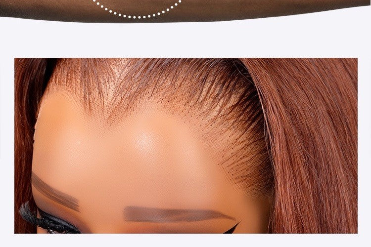 250% Density M Hairline Wavy Dark Burnt Orange Highlight Wig Human Hair Glueless