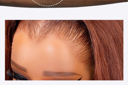 250% Density M Hairline Wavy Dark Burnt Orange Highlight Wig Human Hair Glueless