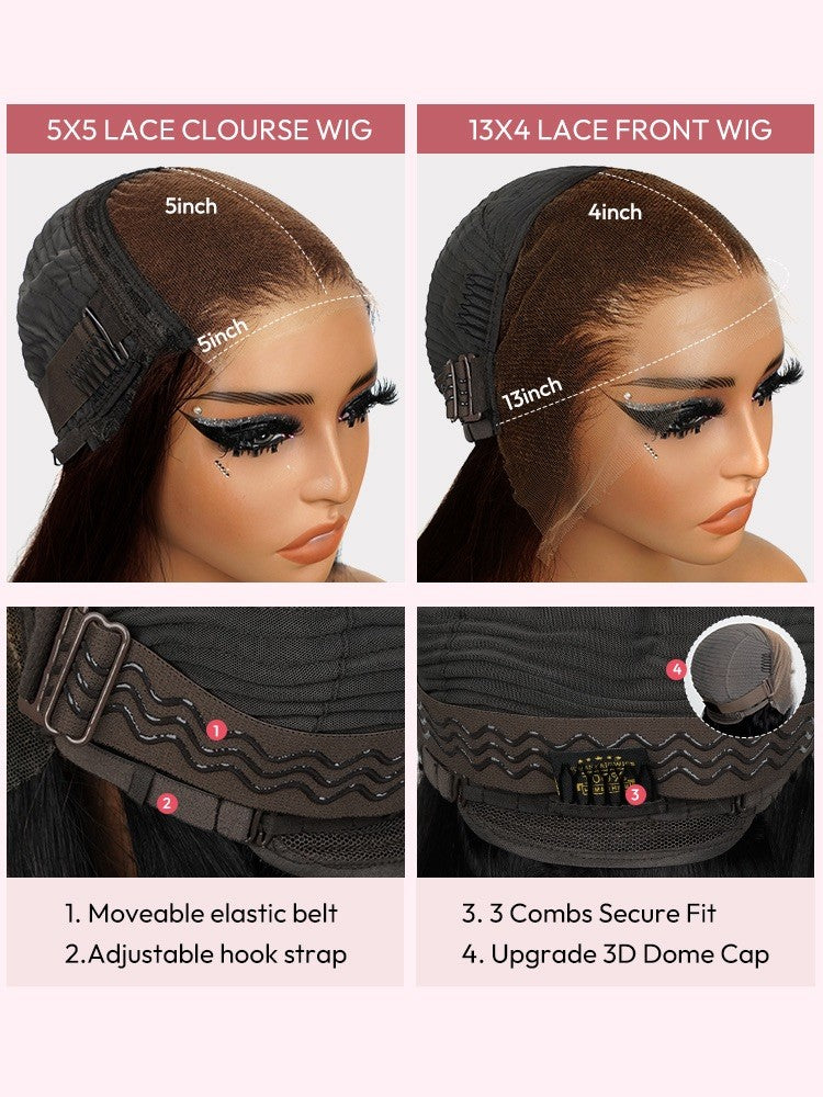 Glueless Ready To Go Wig Piano Colored Body Wave 5*5 Closure With Highlights