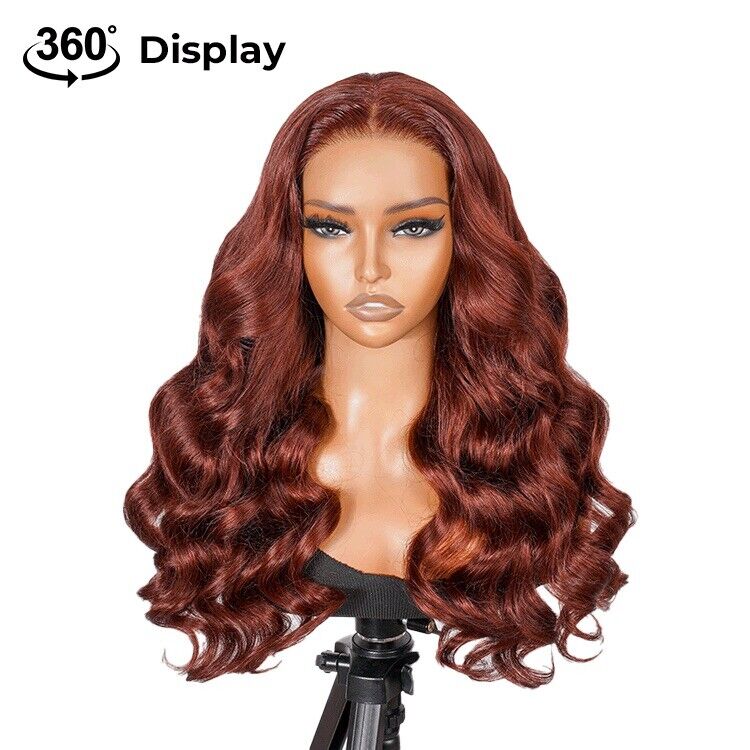 Human Hair Glueless Ready To Wear Wig Reddish Brown Wavy Wig Women UK