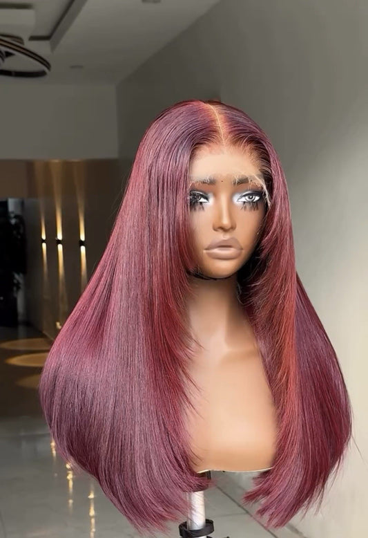 Raw Vietnamese SDD Layered Cut Lace Bone Straight Glueless Wig Full Density