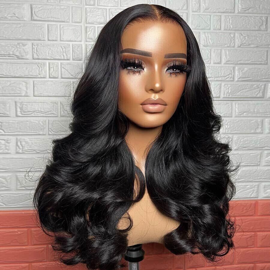 Glueless Ready To Wear Human Hair Wigs Wavy Straight Pre Cut Lace Front Wig UK