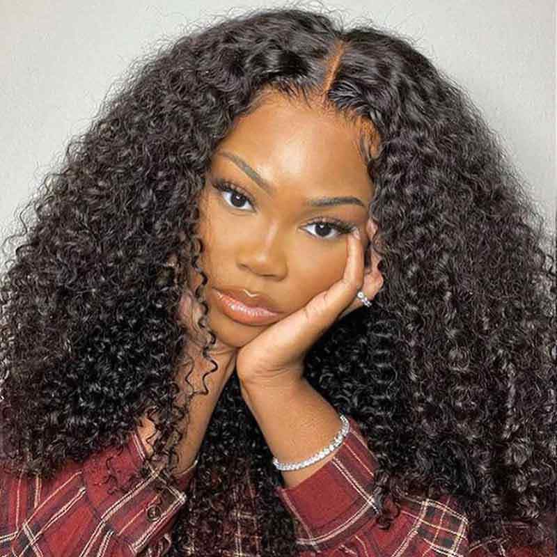 Human Hair Wigs Women Glueless Full Lace Front Kinky Curly Long Short Wig UK