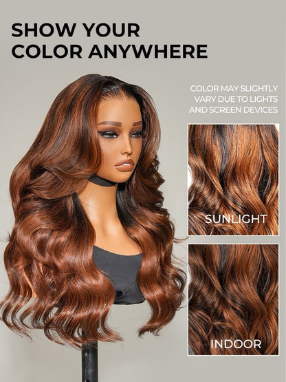 Original Caramel Balayage Highlight Wigs 13x4 Front Wig Customized Wavy Hair