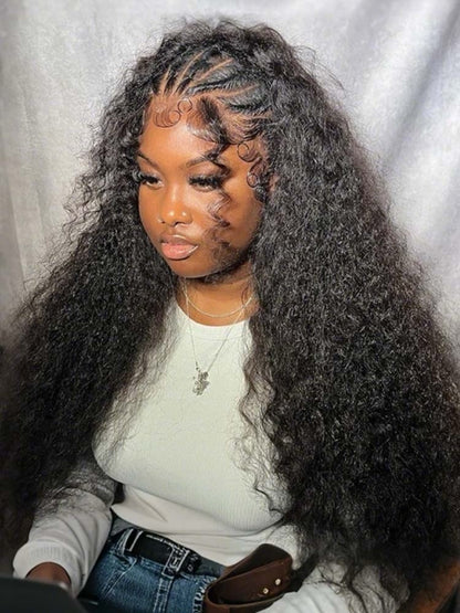 250% Density Human Hair Box Braids Wig With Flat Twists 13×6 Water Wave Wig