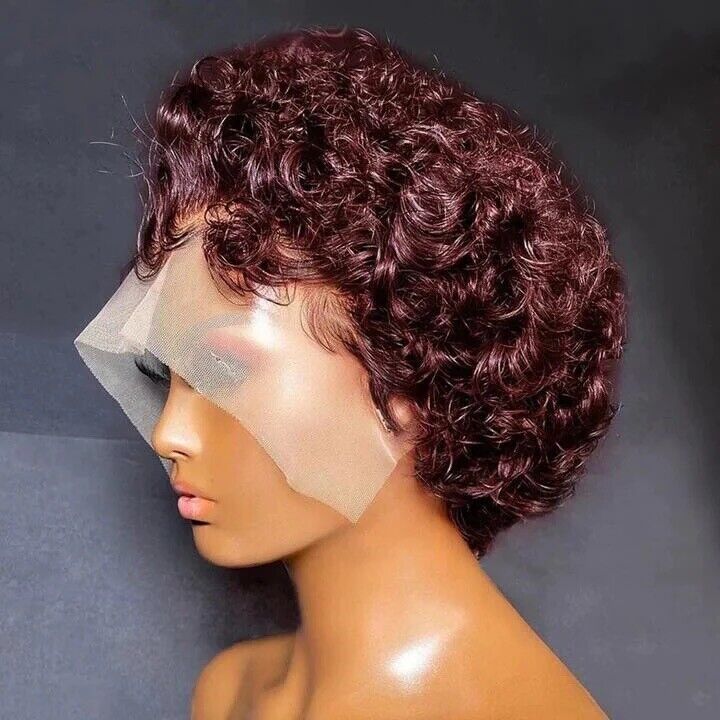 Human Hair Wigs Women Glueless Wear & Go Pixie Lace Front Short Wig UK 99j