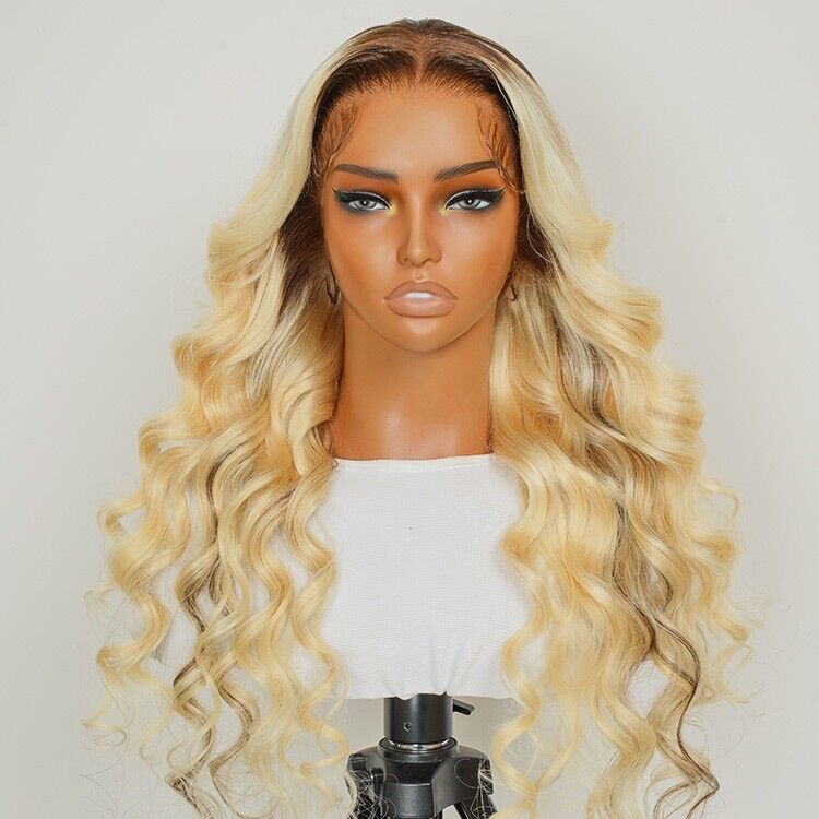 Human Hair Glueless Ready to Go Wig 250% Density P18/613 Ombre Blonde Hair Women