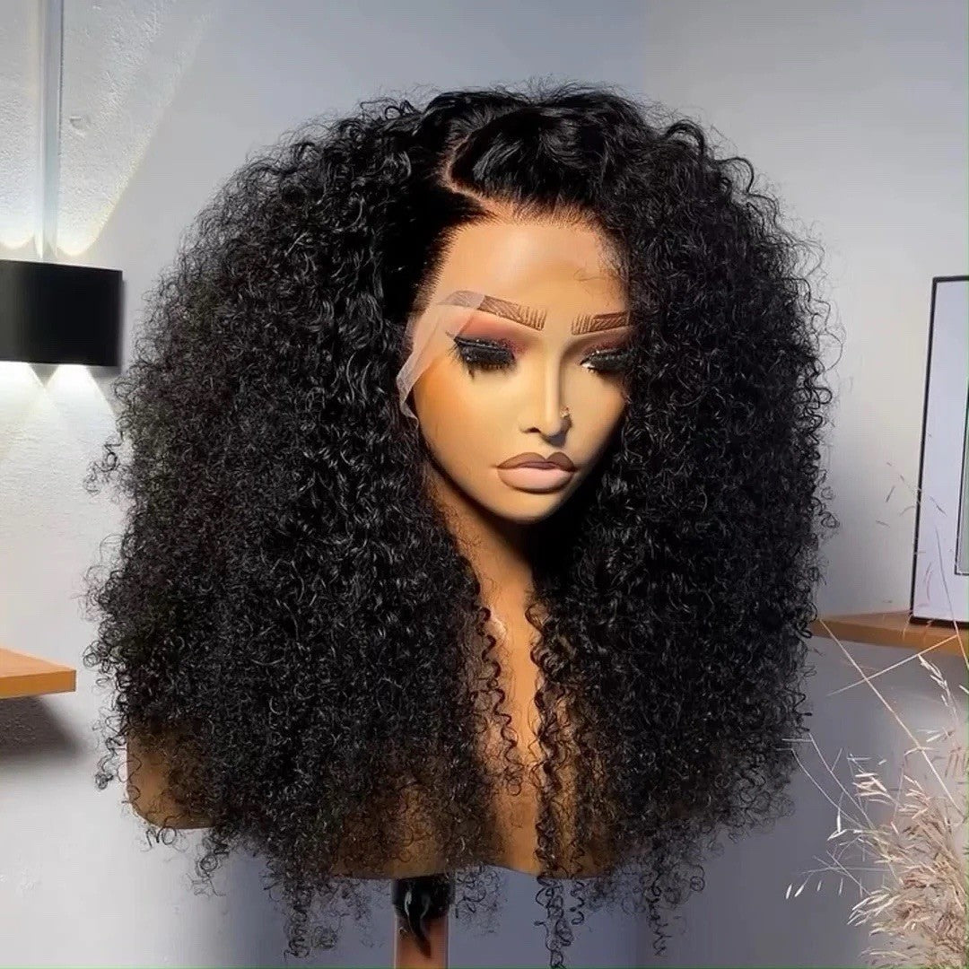 250% Density Glueless Kinky Curly Wave Pre-Plucked& Bleached Lace Front Wig