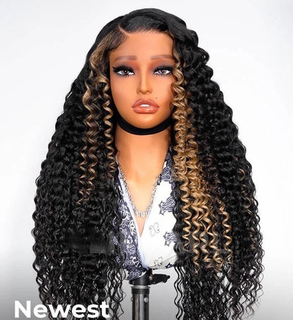 250% Density Pre Everything Side Part Highlight Deep Wave 13x4 Lace Wig Glueless