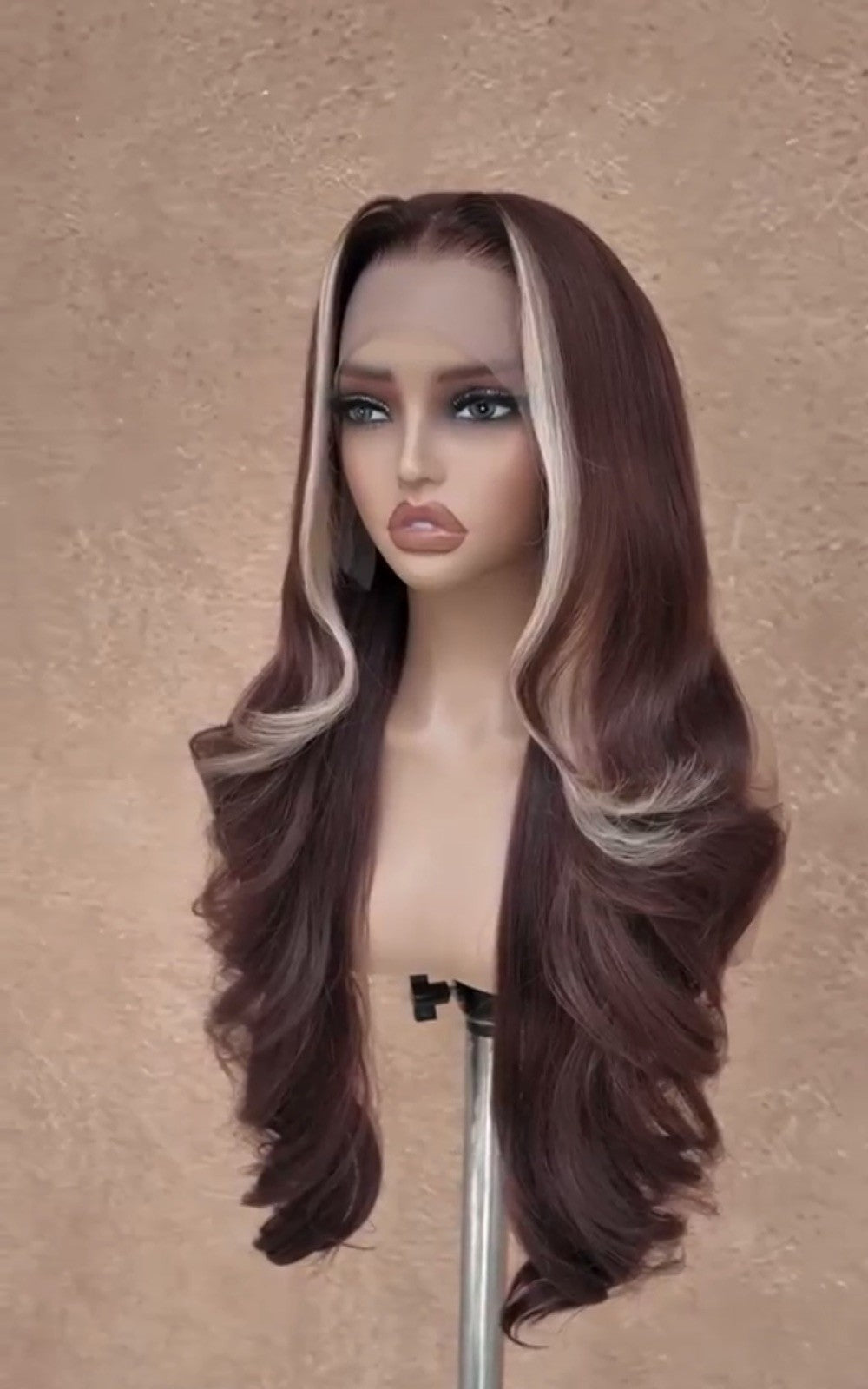 Layered Cut Wavy Pre Styled Human Hair Glueless  250% Density Wig Custom Colour 