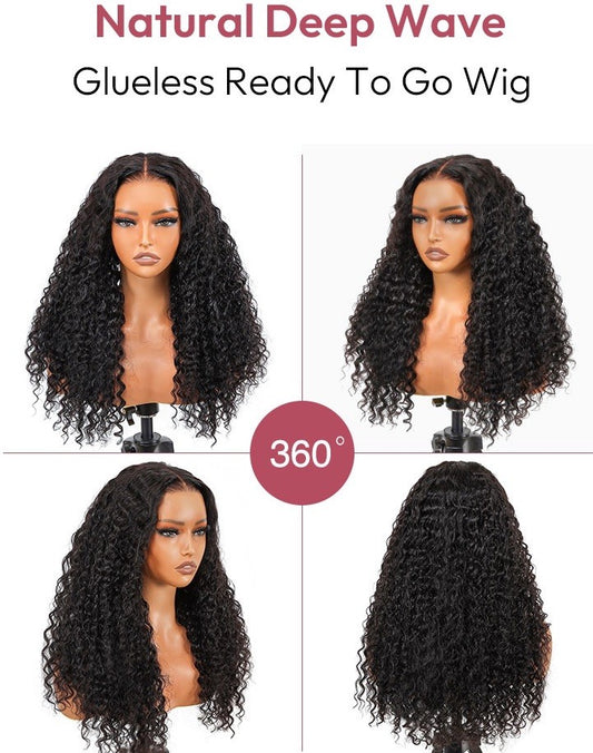 250% Density Ready To Go  Pre  Cut Lace Deep Wave Wig Glueless