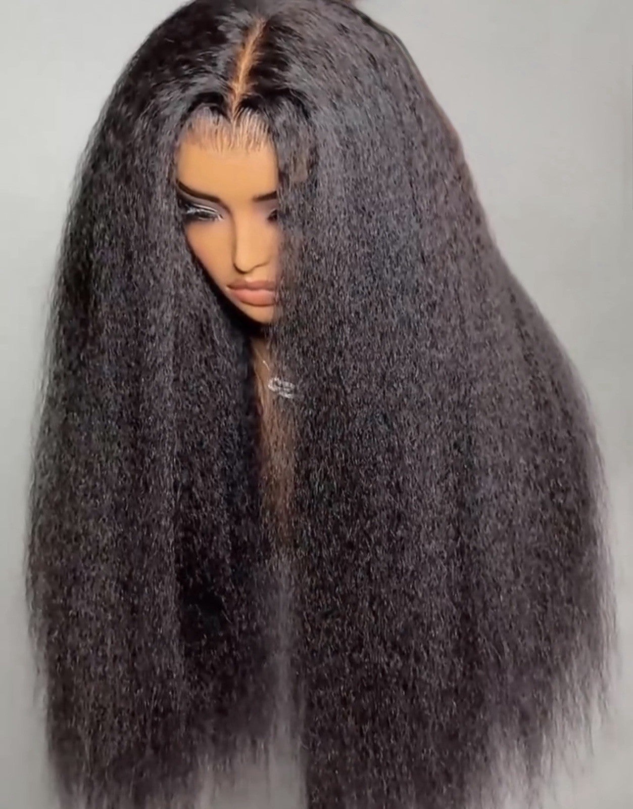 Glueless Kinky Yaki Straight Pre Cut Lace Ready To Wear Lace Front Wig