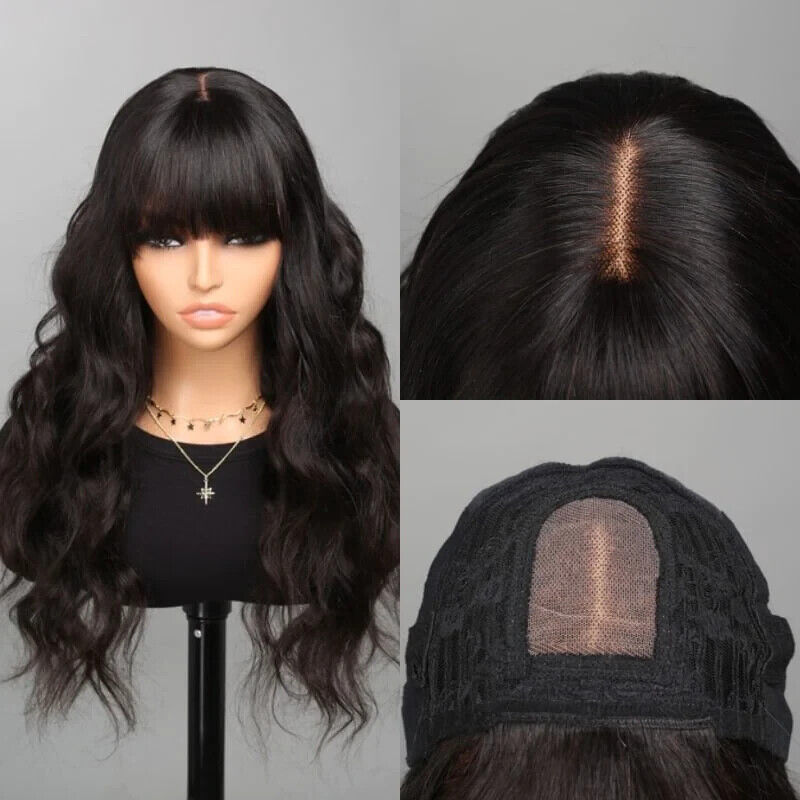 Human Hair Wigs Wig With Bang Glueless Wear And Go Women UK