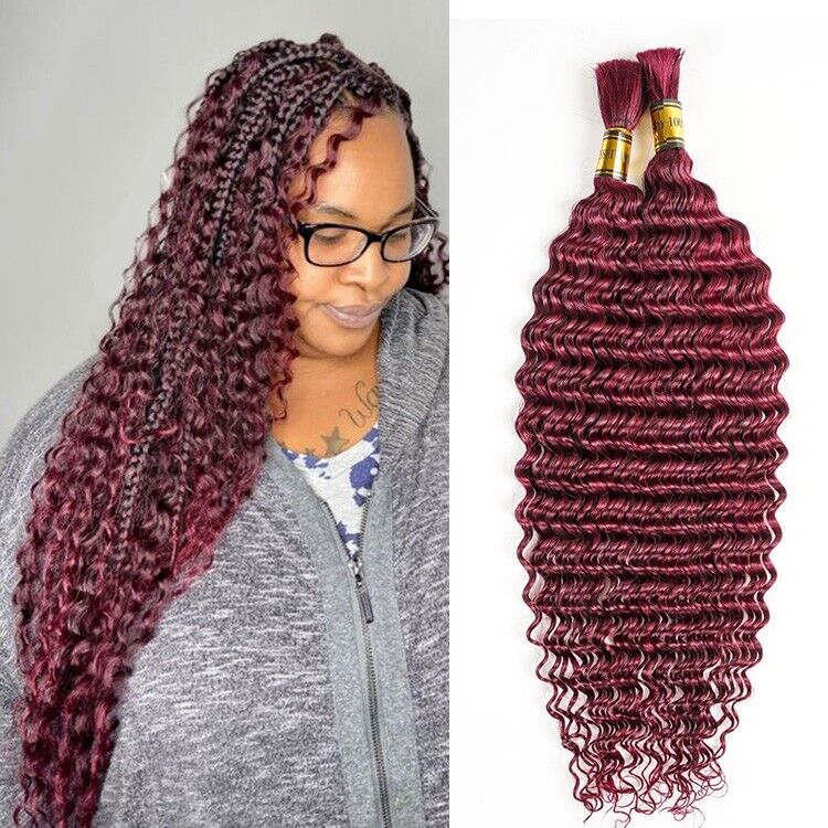 Deep Wave Human Hair Bulk For Braiding Boho Braids Crochet Braid 2 Bundle Bulk