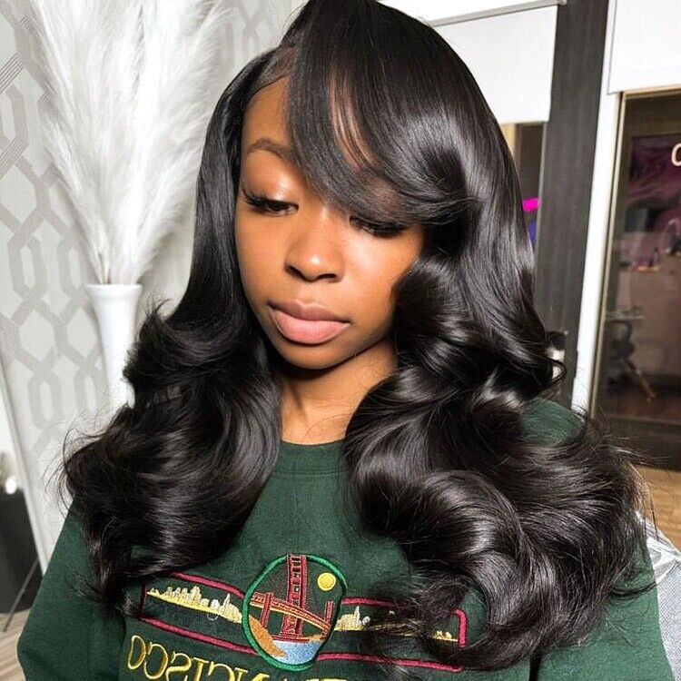 Human Hair Wigs Glueless Ready To Wear Lace Front Layered Double Drawn Body Wave