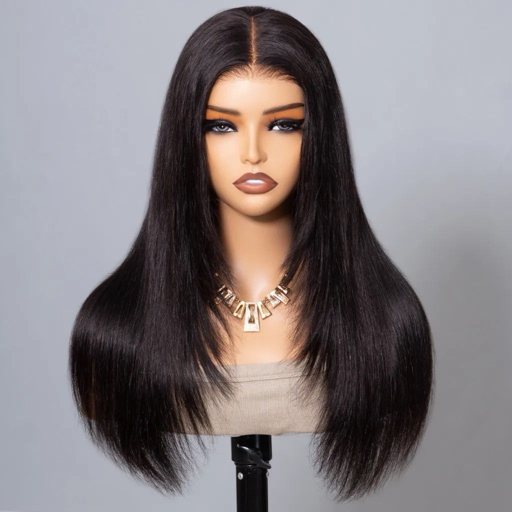 250% Straight Hair With Layers Shoulder Length Glueless Human Hair HD Lace Wig