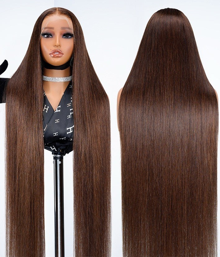 Super Long 50inch 300% Density Chocolate Brown 13x6 HD Lace Front Wig Human Hair