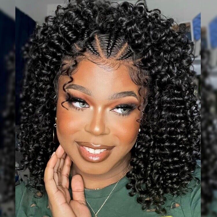 Women Human Hair Wigs Glueless Full Lace Front Curly Short Long Wig UK Braided