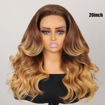 Human Hair Wigs Lace Front Honey Blond Body Wave Women Wig UK