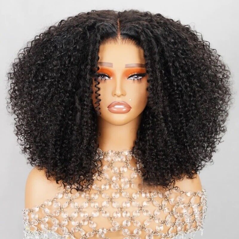 Human Hair Wigs UK Women Full Glueless Wear & Go Kinky Curly Lace Front Wig