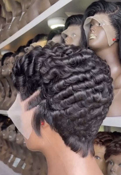 Pixie Cut Human Hair Pre Styled Ready To Wear Short Wig