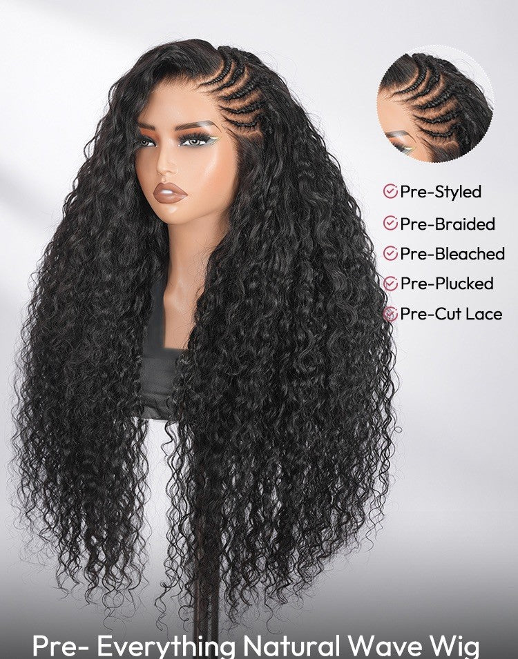 Pre Styled Side Pre-Braided Glueless Lace Wavy Human Hair 300% Full Density Wig