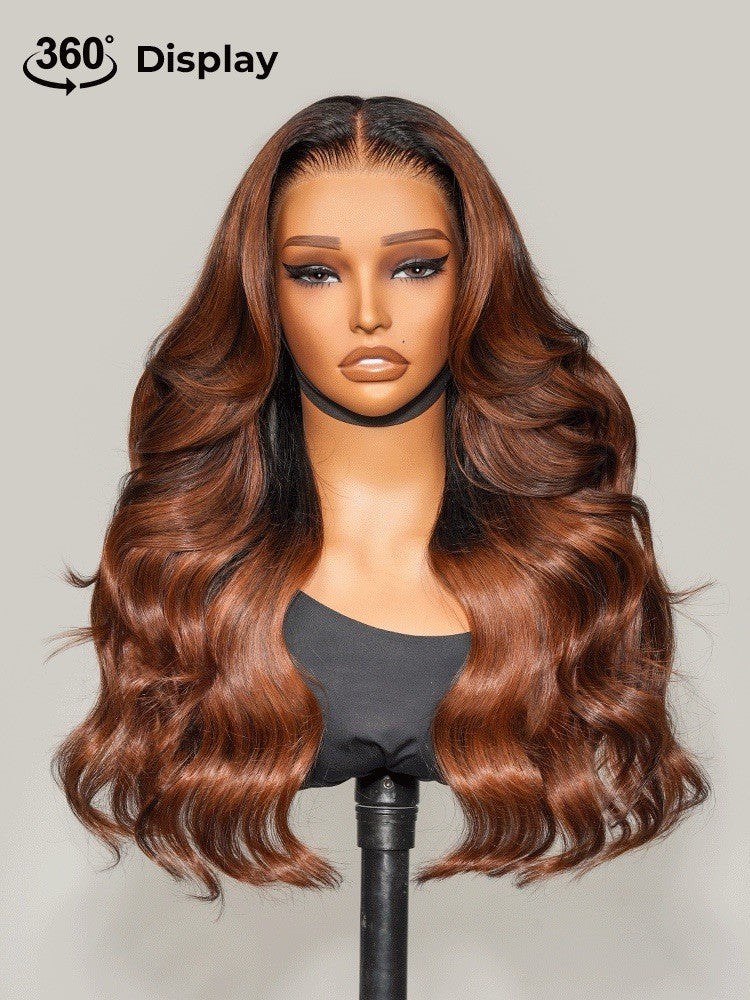 Original Caramel Balayage Highlight Wigs 13x4 Front Wig Customized Wavy Hair