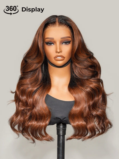 Original Caramel Balayage Highlight Wigs 13x4 Front Wig Customized Wavy Hair