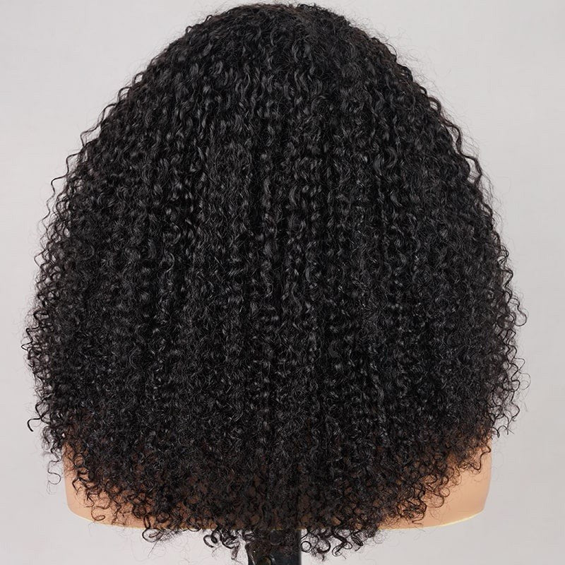 3 In 1 Half Wig Kinky Curl Wear & Go Drawsting Wig No Glue Need Clip In Seamless