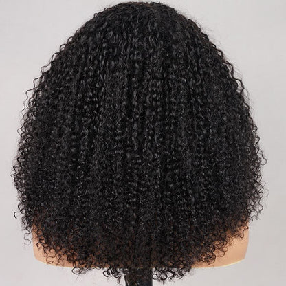 3 In 1 Half Wig Kinky Curl Wear & Go Drawsting Wig No Glue Need Clip In Seamless