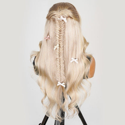 P18/613 Blonde Highlight Fishtail Braid Princess Haircut 13*4 Frontal Wig