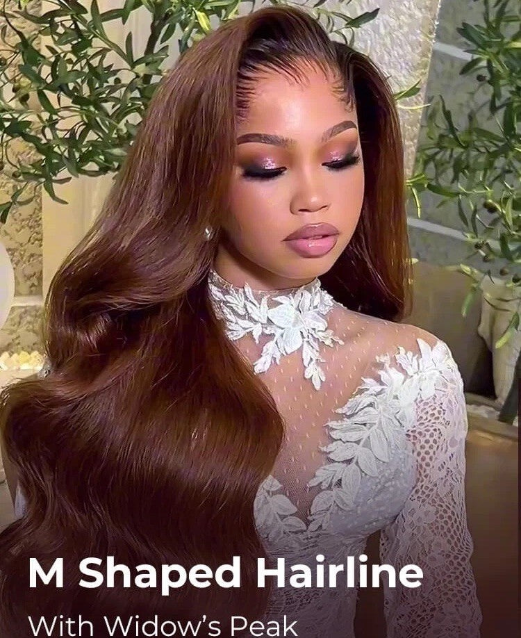 M Hairline Side Part #4 Dark Brown Body Wave 13x6 Lace Frontal Wigs