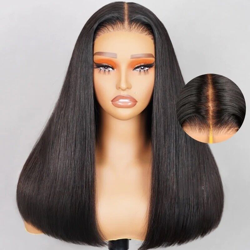 Human Hair Wigs Glueless Women Lace Front Straight Wear And Go Short Wig UK