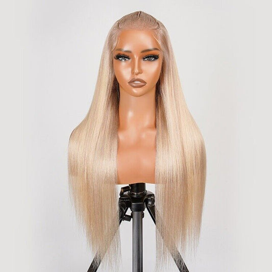 Human Hair Wigs Glueless Pre Styled Wear Go Lace Front Blonde Wig Women