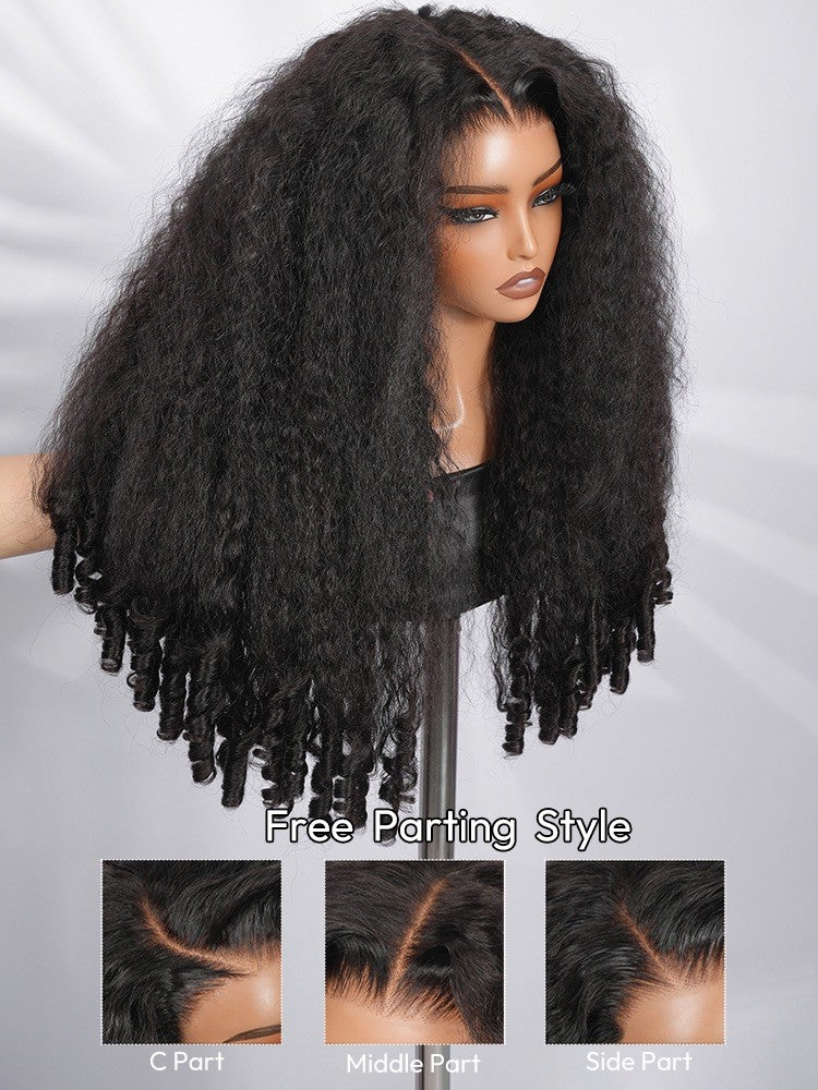Glueless Kinky Curly Wig With Spiral Curly Ends Human Hair 300% Full Density 