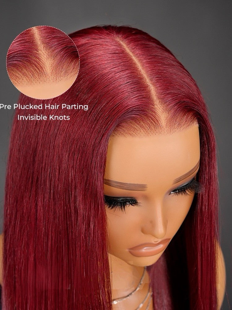 Super Long 50inch 300% Density Burgundy 13x6 HD Lace Front Wig Human Hair