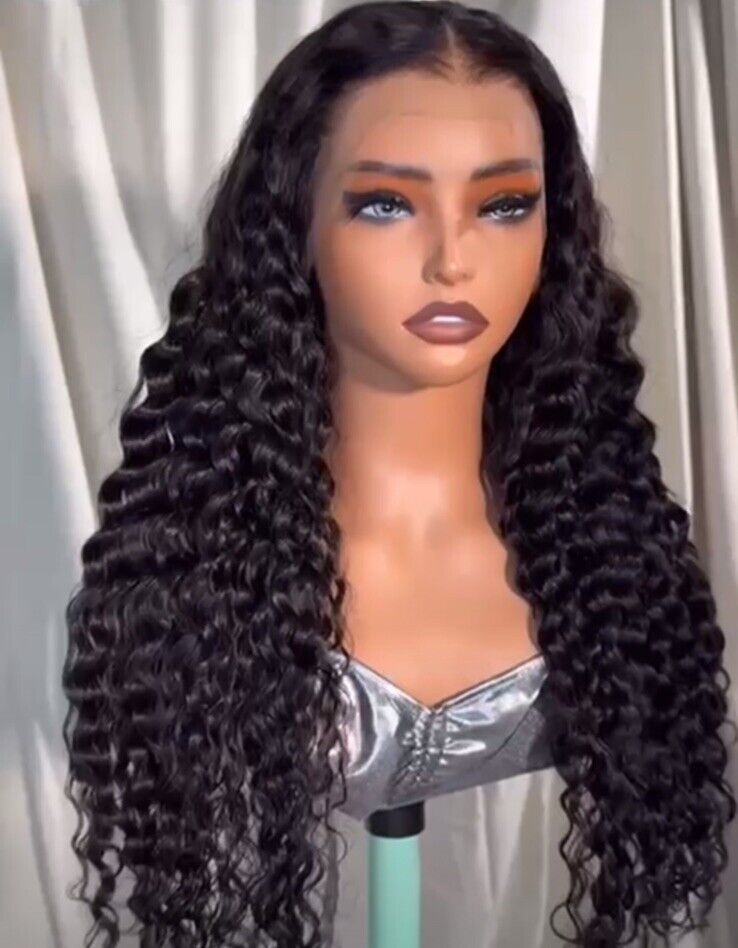 Human Hair Wigs Loose Curly Glueless Lace Frontal Wig 250% Density