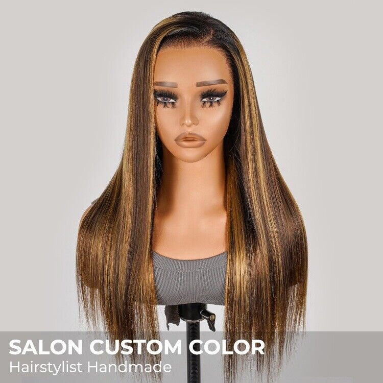 Honey Blonde Balayage Human Hair Wig Natural Hairline 13x6 Lace Front