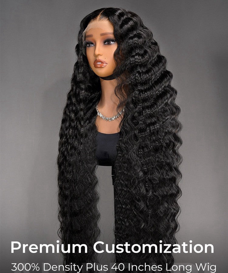 50 Inches Voluminous Deep Wave HD Lace Frontal Wig Super Long Human Hair 300%