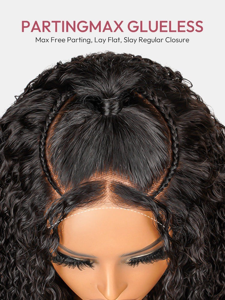 Pre Styled Side Pre Braided Glueless Natural Curly Voluminous 300% Density Wig