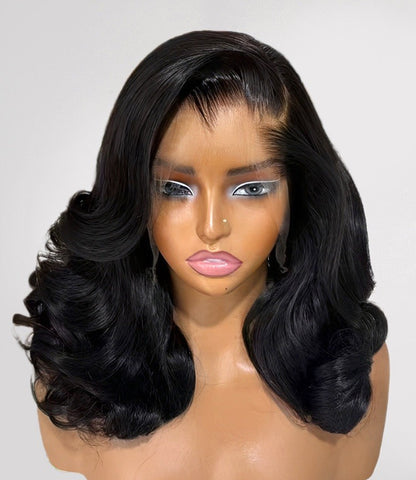 Lagos Hairline Pre Styled Glueless Side Part Loose Wave Human Hair 250% Full Wig