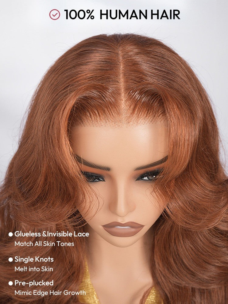 Pre Styled Layered Cut Loose Wave Caramel Brown Glueless Wig 250% Density 