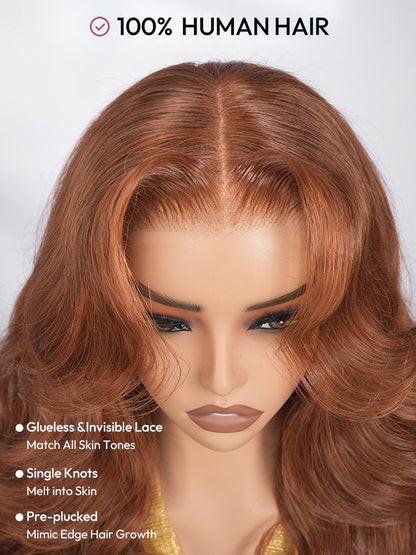 Pre Styled Layered Cut Loose Wave Caramel Brown Glueless Wig 250% Density 