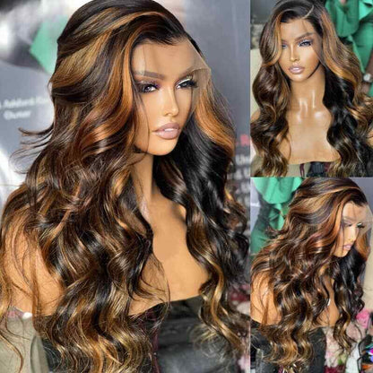 Glueless Ready To Go Wig Piano Colored Body Wave 5*5 Closure With Highlights