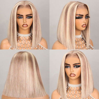 Human Hair Wigs Glueless Women Lace Front Straight Wear And Go Short Wig UK