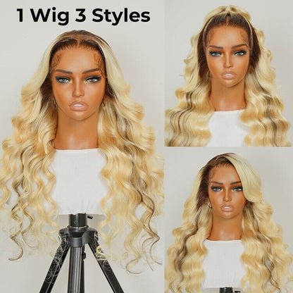 Human Hair Glueless Ready to Go Wig 250% Density P18/613 Ombre Blonde Hair Women