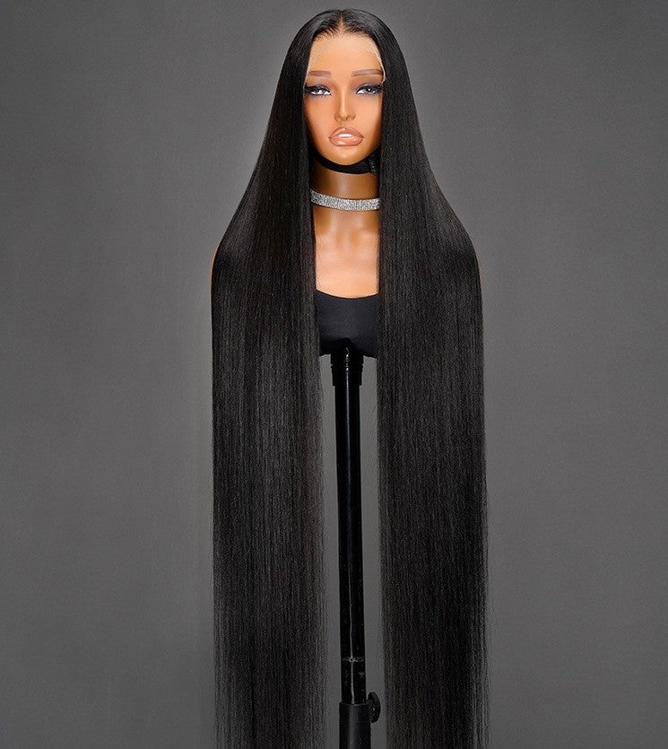Super Long 50inch 300% Density Natural Black 13x6 HD Lace Front Wig Human Hair