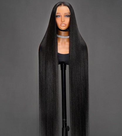 Super Long 50inch 300% Density Natural Black 13x6 HD Lace Front Wig Human Hair