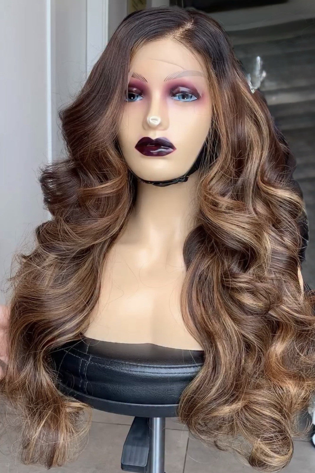 Raw Vietnamese SDD Bouncy Curly Glueless Lace Front Wig 400% Density 30inch Wig